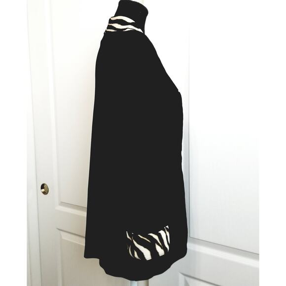 NWT's Tan Jay Black Jacket w/Animal Print Trim on Front Neck Cuffs Size S/P - Picture 5 of 10